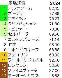 2024　中京記念　馬場適性指数